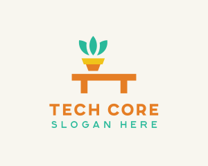 Pot Plant Furniture Bench logo design