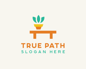 Pot Plant Furniture Bench logo design