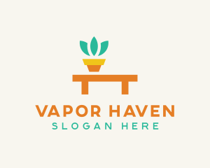 Pot Plant Furniture Bench logo design