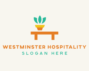 Pot Plant Furniture Bench logo design