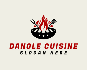 Fire Grill Fork Spatula logo design