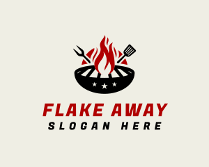 Fire Grill Fork Spatula logo design