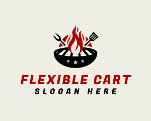 Fire Grill Fork Spatula logo design