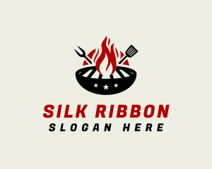 Fire Grill Fork Spatula logo design