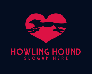 Running Hound Cat Pet  logo design