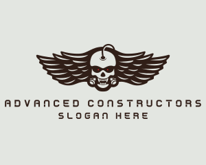 Angry Skull Wing logo design