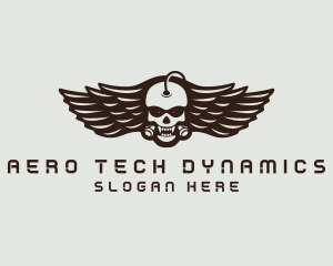 Angry Skull Wing logo design