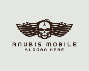 Angry Skull Wing logo design