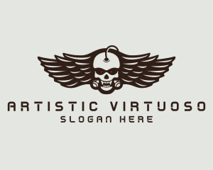 Angry Skull Wing logo design