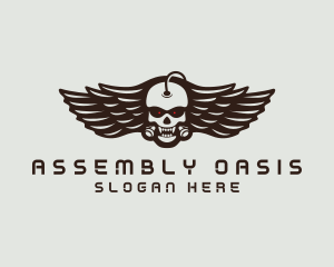 Angry Skull Wing logo design