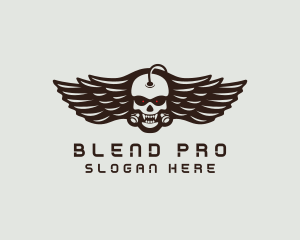 Angry Skull Wing logo design