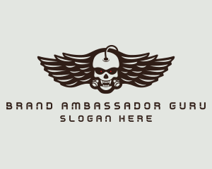 Angry Skull Wing logo design