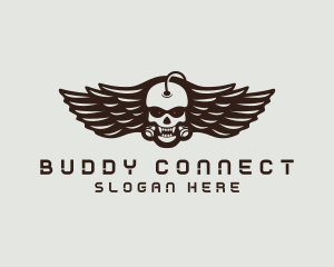 Angry Skull Wing logo design