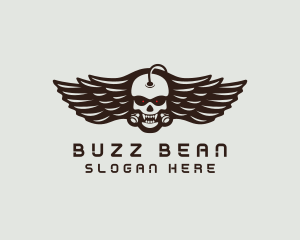 Angry Skull Wing logo design