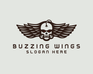 Angry Skull Wing logo design