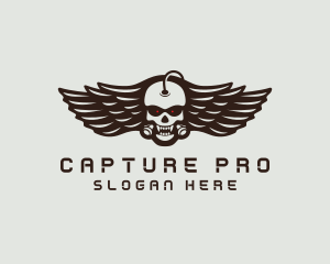 Angry Skull Wing logo design