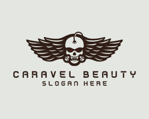 Angry Skull Wing logo design