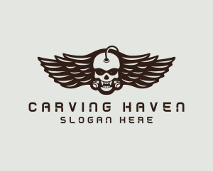 Angry Skull Wing logo design