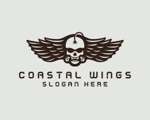 Angry Skull Wing logo design