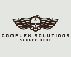 Angry Skull Wing logo design