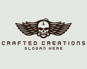 Angry Skull Wing logo design