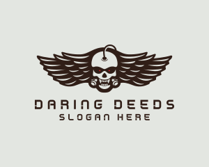 Angry Skull Wing logo design