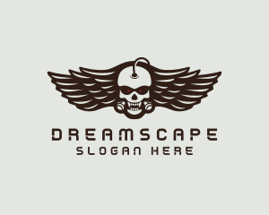 Angry Skull Wing logo design