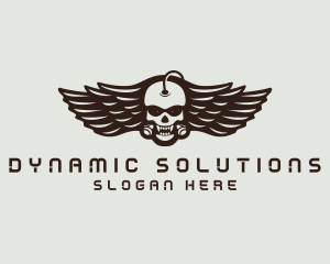 Angry Skull Wing logo design