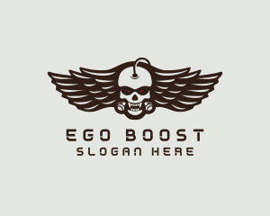 Angry Skull Wing logo design