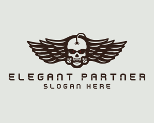 Angry Skull Wing logo design