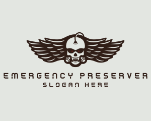 Angry Skull Wing logo design