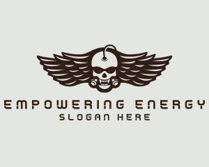 Angry Skull Wing logo design