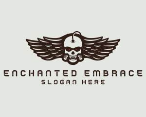 Angry Skull Wing logo design