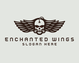 Angry Skull Wing logo design