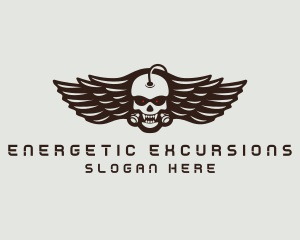 Angry Skull Wing logo design