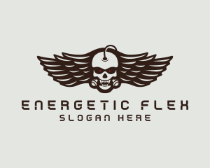 Angry Skull Wing logo design