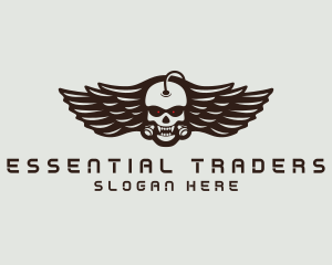 Angry Skull Wing logo design