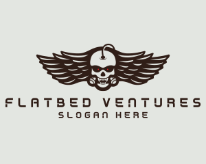 Angry Skull Wing logo design