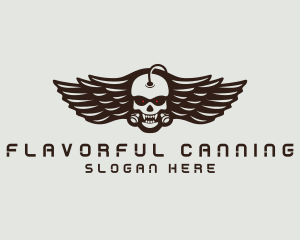 Angry Skull Wing logo design