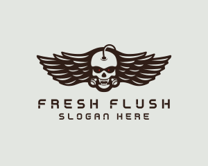 Angry Skull Wing logo design