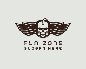 Angry Skull Wing logo design