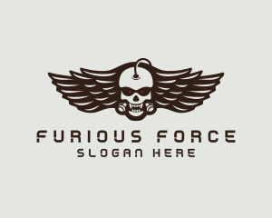 Angry Skull Wing logo design