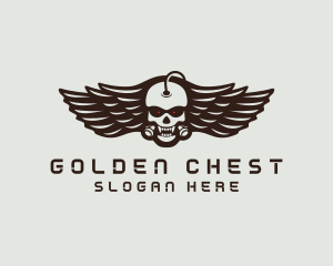 Angry Skull Wing logo design