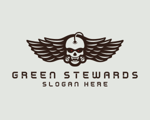 Angry Skull Wing logo design