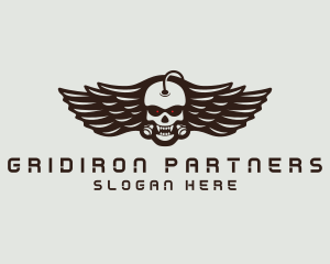 Angry Skull Wing logo design