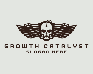 Angry Skull Wing logo design