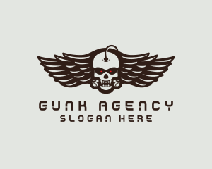 Angry Skull Wing logo design