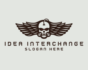 Angry Skull Wing logo design