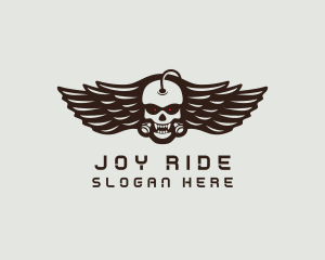 Angry Skull Wing logo design