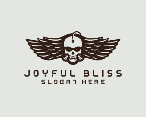 Angry Skull Wing logo design